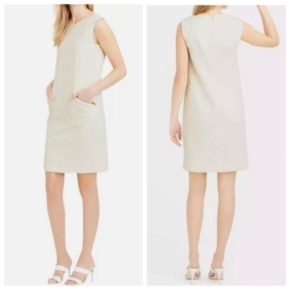 J. Crew Jacquard Shift Mini Dress Zipper Pockets Sleeveless - Picture 1 of 13